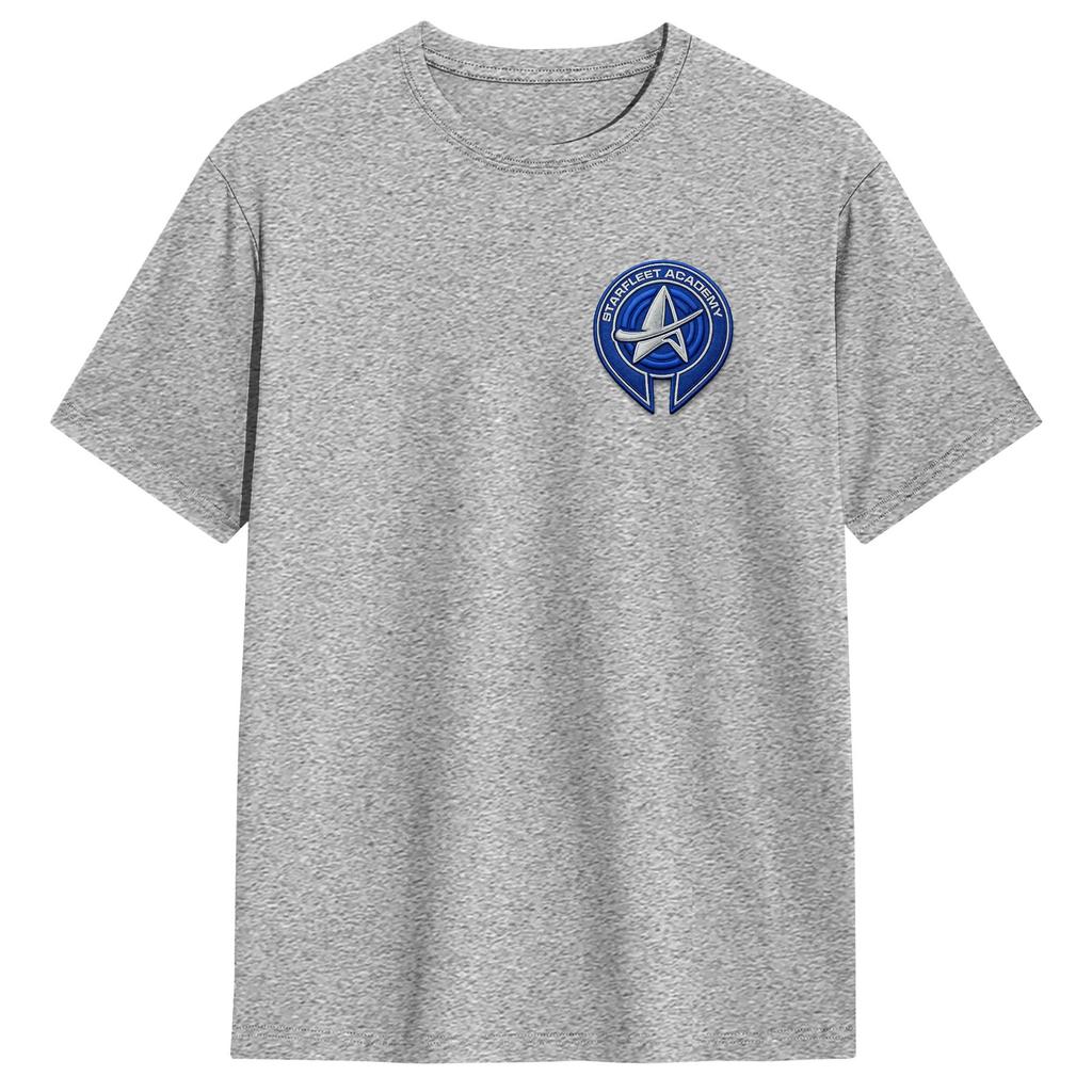 Men Stars Treks Starfleet Academy Badge T Shirt 100 Cotton Tops Casual Short Sleeve Round Collar Tee Shirt Printing TShirts