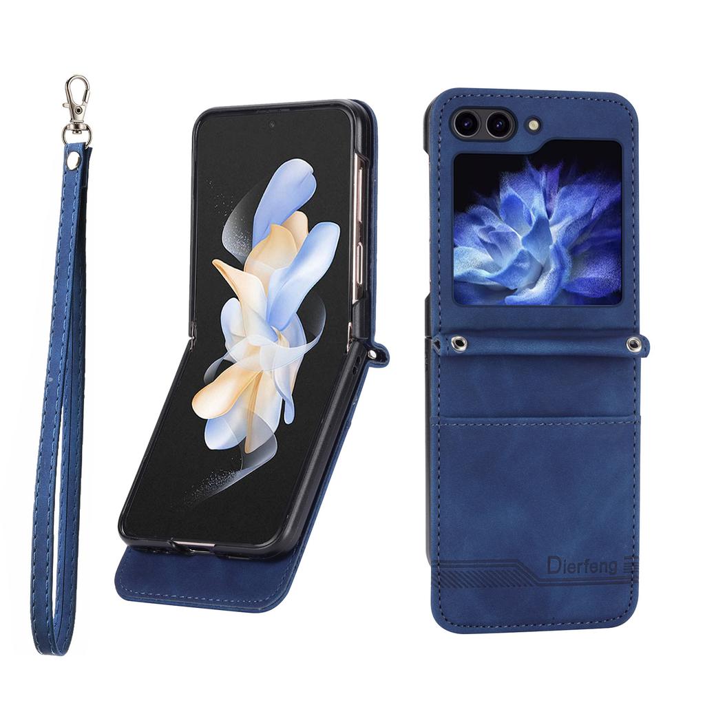 Hinge Protection Phone Case for Samsung Galaxy Z Flip 7 6 5 4 3 5G Flip7 FE Hand Strap Wallet Cards Holder Leather Cover