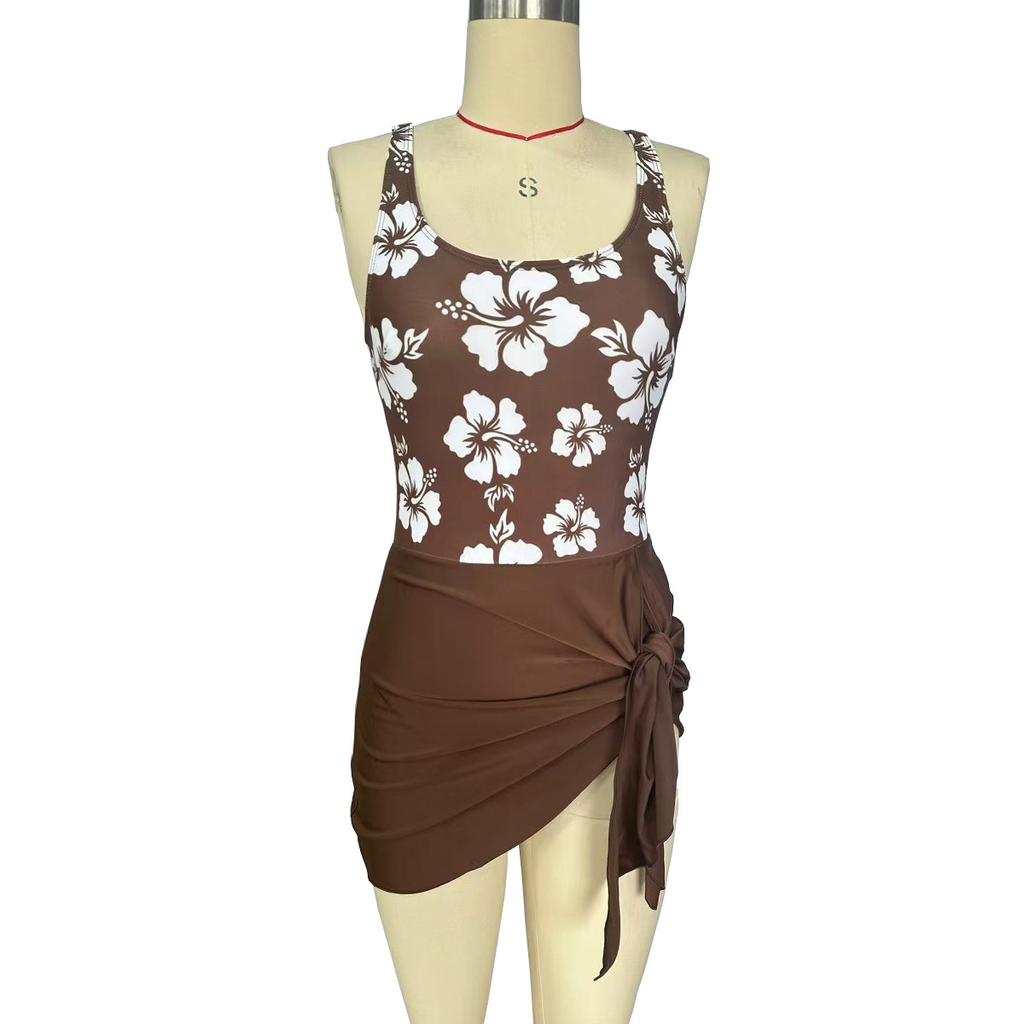 Spring and Summer Women's Sexy Bikini Slim Fit Dress Swimsuit with Printed European and American One-piece Swimsuit