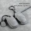 Leather Car Key Case Cover Shell Fob For Hyundai Grand Prix Gn7 Ioniq6 Nuovo Kona Genesis Coupe Sonata Ix35 Protector Keychain
