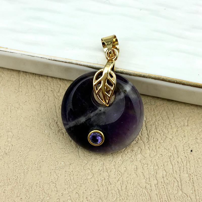 Chinese-Style Pink Crystal Pendant Necklace with Zircon