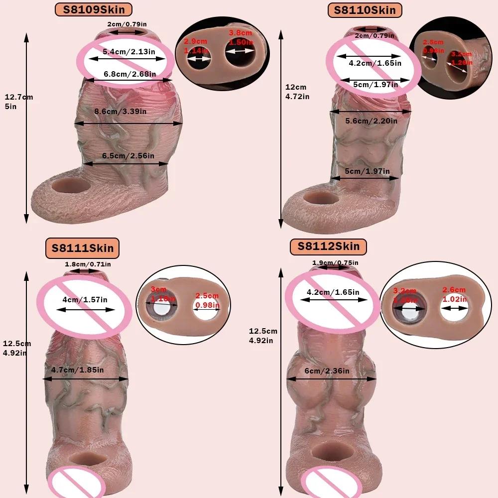 SXXY Reusable Realistic Penis Sleeve with Anti-drop Silicone Cock Enlarge Cover for Men Delay Ejaculation Adult Sex Products