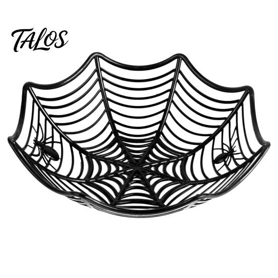 Spider Web Party Decoration Halloween Basket, Plastic Cobweb Design Fruit Serving Bowl, Treat for or Trick Candy Holder Dinner Table, Supplies Festive