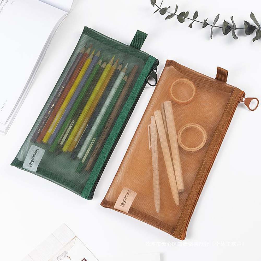 

Stationery Mesh Zipper Pouch Transparent Cosmetic Storage Bag File Folders Mesh Pencil Case Makeup