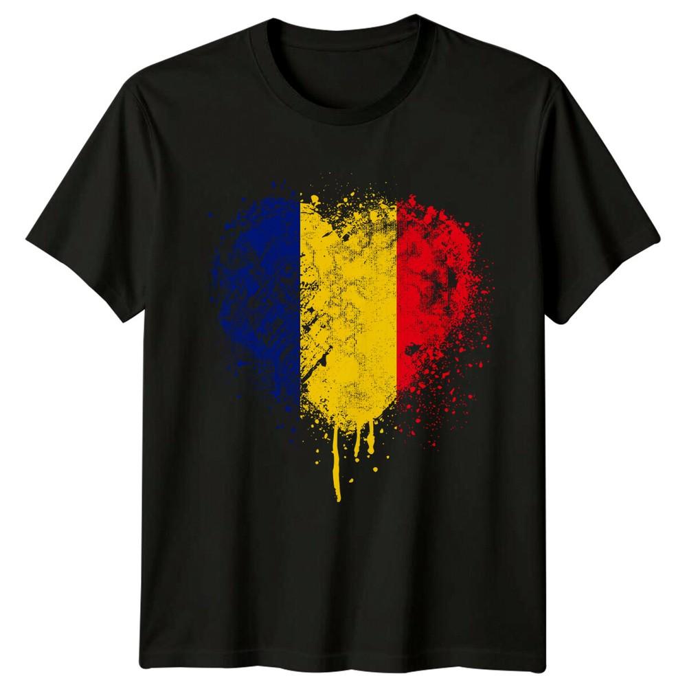 Romanian Flag Splatter Mens TShirt Romania Pride Tee Unisex T-Shirt XL