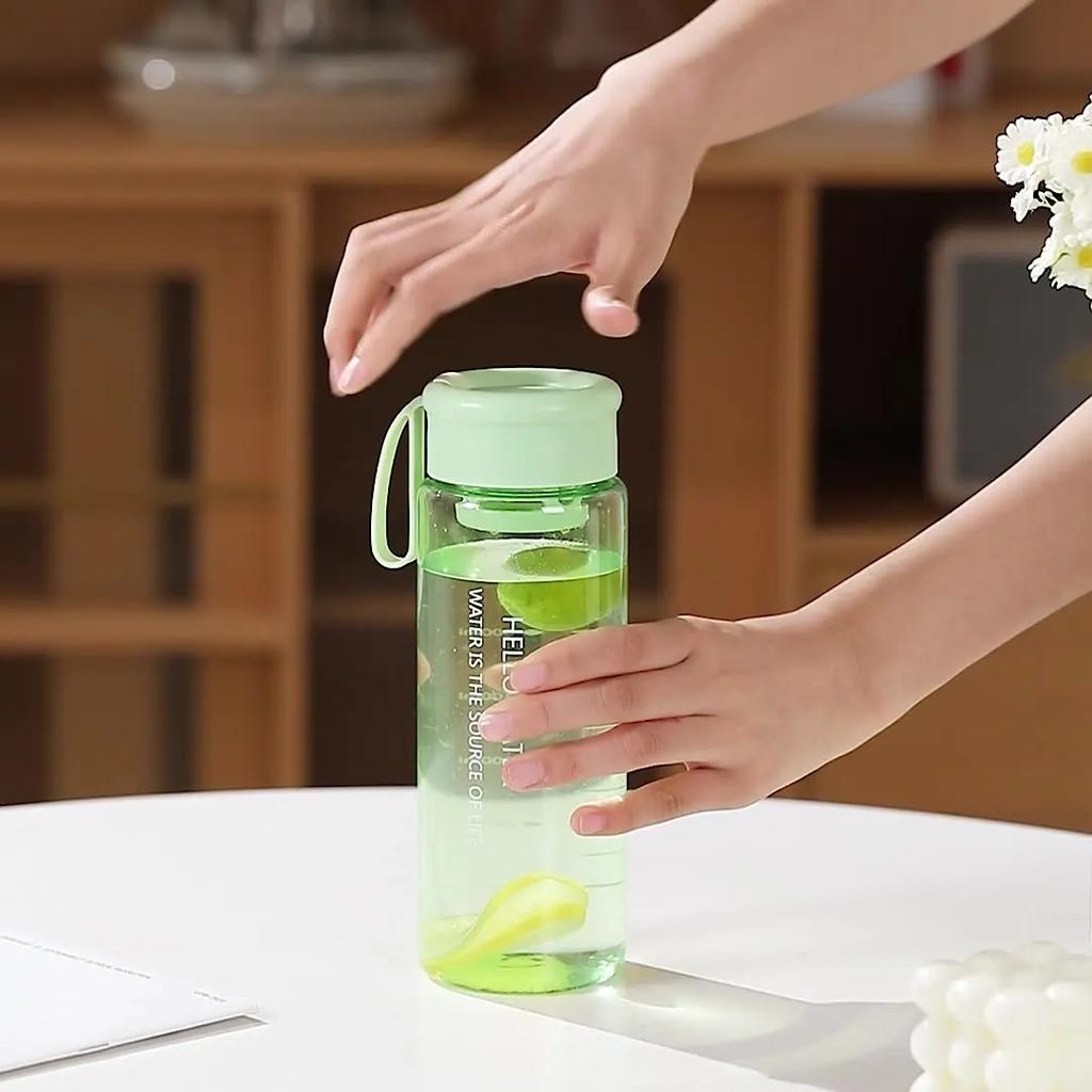 600/800ML BPA-fri Mode Rund Plast Vattenflaska Bärbar Tesil Stor Kapacitet Sport Transparenta Vattenmuggar