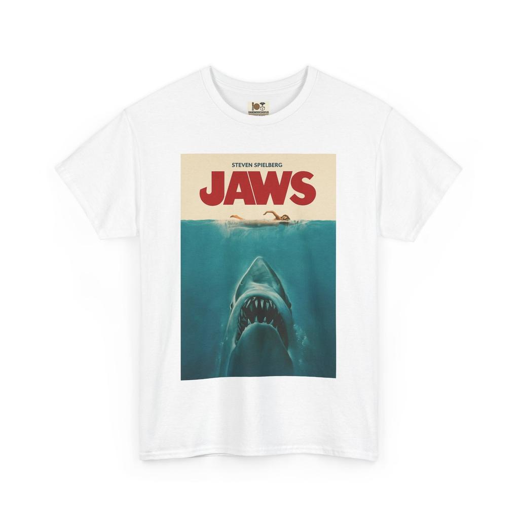 Jaws Unisex Heavy Cotton Tee, Vintage Movie Shirt, Shark Lover Gift