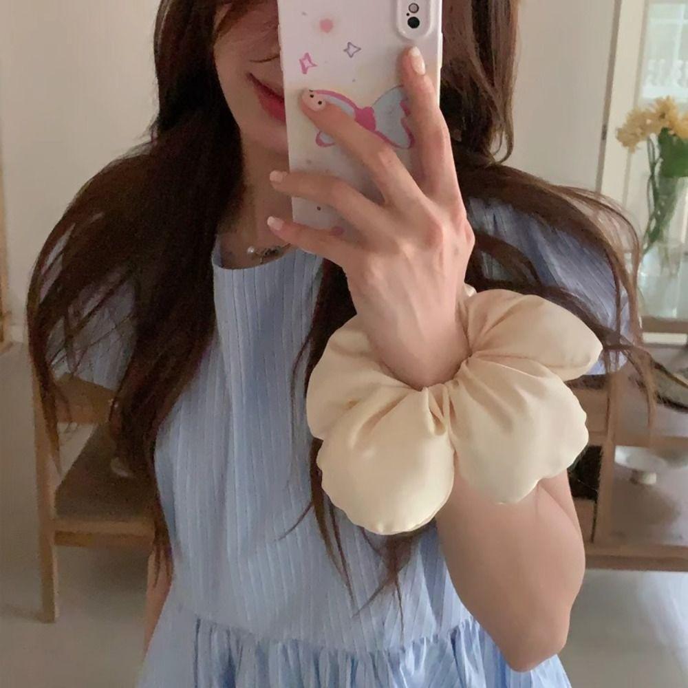 Cloth Flower Scrunchies Flower Shape Exaggerated Hair Ring Large Satin Hair Scrunchies  Lady