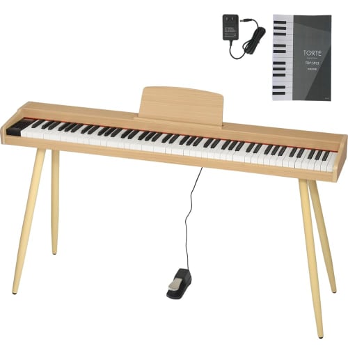 TORTE Digital Piano, 88-Key, Semi-Weighted Keys, Full-Scale, Japanese Language, 128 Voices, Wooden Case, Beige, TDP-SP03WL/BEG, with Stand (Includes S