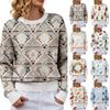 Women's Soft Christmas Print Crewneck Long Sleeve Sweater for Fall Winter