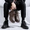 High Quality Men Ankel Boots Autumn Winter Men Boots English Style Thick Soled Mid Top Boot Fashion Retro Lace Up Platform Boots