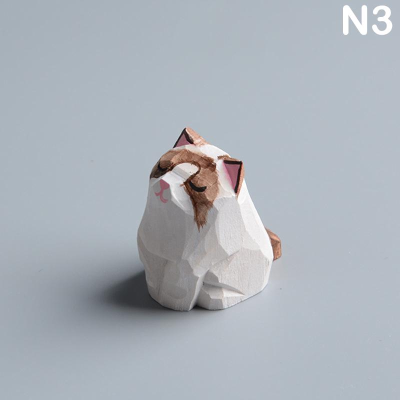 

Мини-деревянные фигурки животных, ручная резьба по дереву, статуэтки кошек, милые расписные кошки, поделки, украшения, настольные украшения, подарки 3