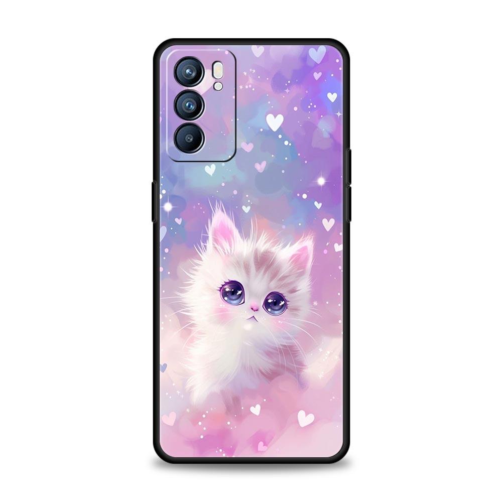 Colorful Cat Design Phone Case For Oppo Reno 13 12 11 10 7 F Find X5 X6 A98 A80 A79 A78 A57 A54 A31 A17 Pro 5G Soft TPU Cover