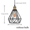 Vintage Industrial Pendant Light Retro Iron Lamp Russia Loft Cage Diamond Shape Hemp Rope Light for Dining Living Room House