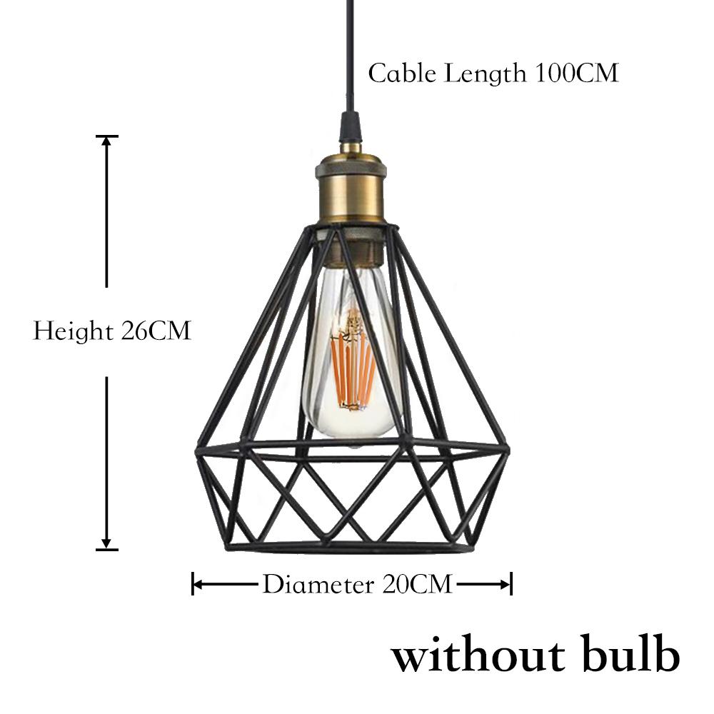 Vintage Industrial Pendant Light Retro Iron Lamp Russia Loft Cage Diamond Shape Hemp Rope Light for Dining Living Room House