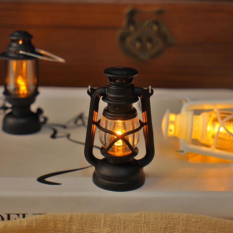 Dollhouse Small Led Retro Glowing Pony Lantern Simulation Cande Light Night Light  Dolls Miniature Oil Light Lamp Household Decoration Plaything