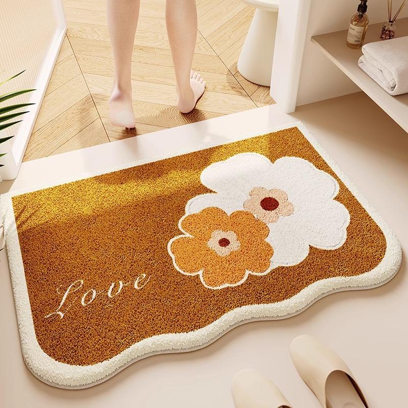 Cream wind imitation cashmere toilet floor mat bathroom absorbent mat toilet toilet quick drying door non-slip foot pad