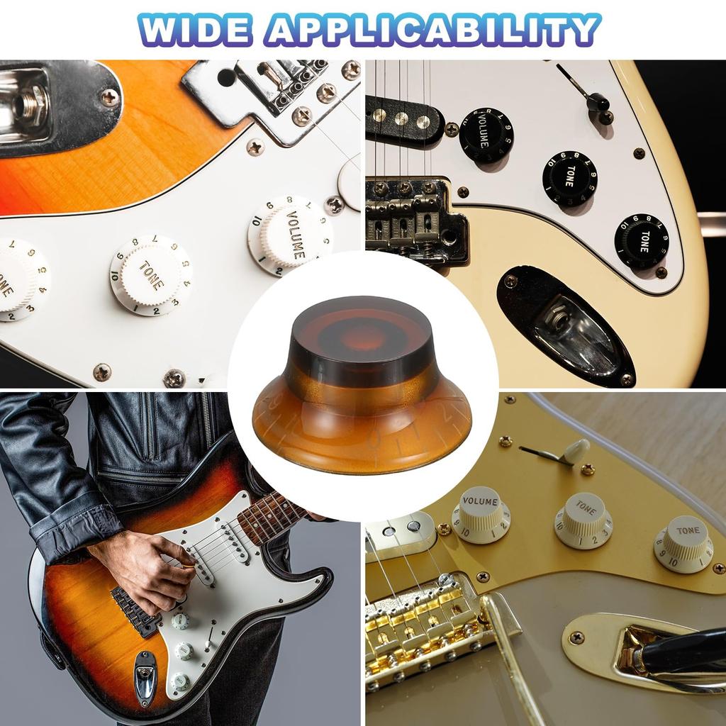 uxcell 4pcs Guitar Top Hat Bell Knobs Amber Volume Tone Control Knobs for Electric Guitars and Basses