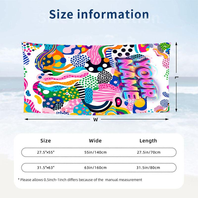 Decorative Artwork Theme Beach Towel Personalized Custom Name & Text Soft Quick Dry Beach Towel for Swimming Travel