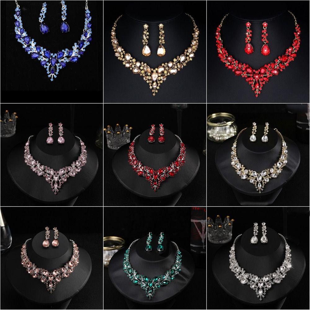 Shape Temperament Korean Style Earrings Wedding Jewelry Set Women Necklace Necklace Ear Studs Set