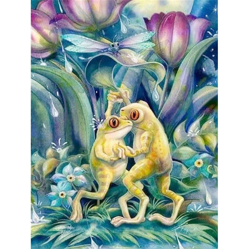5D DIY Diamond Painting Frog Diamond Embroidery Lotus Animal Cross Stitch Crafts Full Round Drill Home Decor Manual Gift