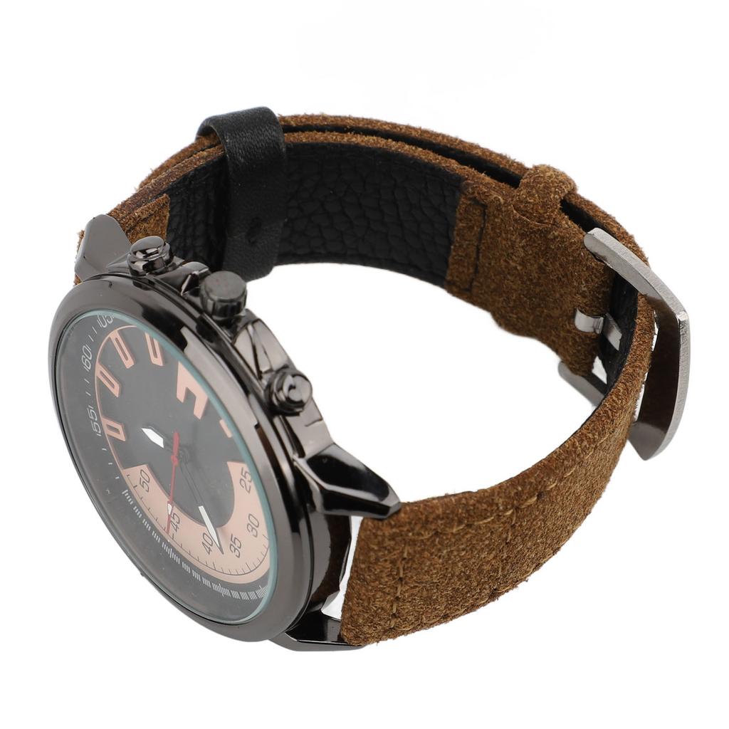 Quartz Men Watch Minimalist Ultra Thin Fashion Casual Quartz Wristwatch with Retro Watch Band for Meeting Business