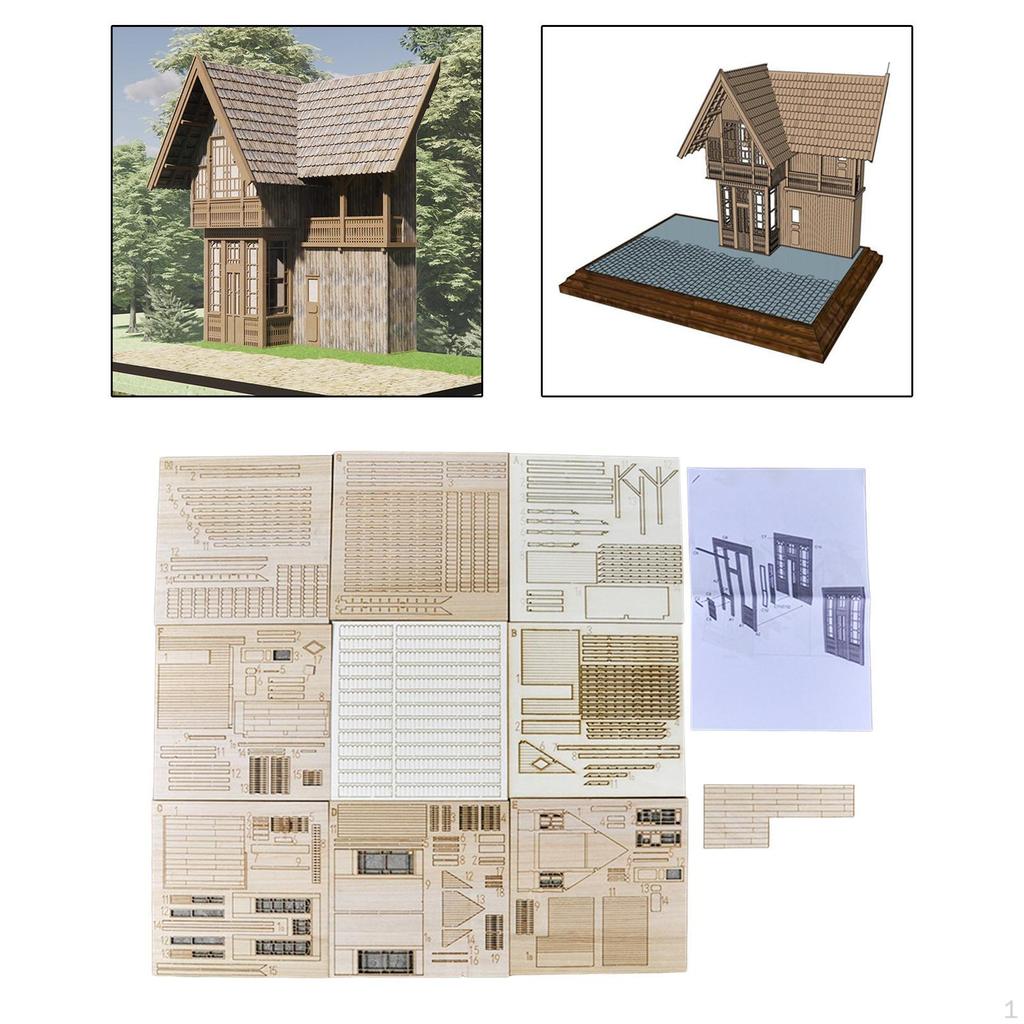 1/35 DIY Assembly Building Model Kits Wooden Puzzle Architecture Scene for Diorama