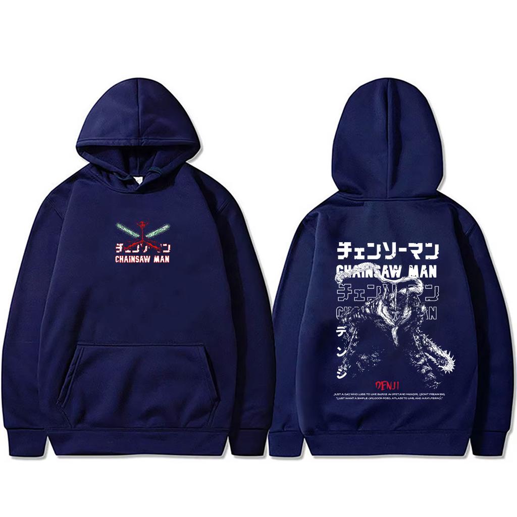 Anime Chainsaw Man Hoodie Funny Cartoon Denji Pochita Print Pullover Hoodies Men Women Manga Hooded Tracksuit