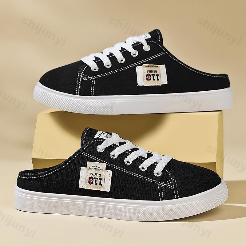 Fashion Women Slippers Lightweight Canvas Shoes 2025 Summer Low Top Breathable White Sneakers Comfortable Non Slip Outdoor Casual Shoes