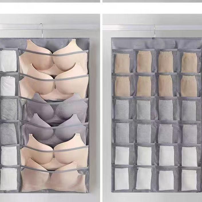 Wall-Mounted Fabric Wardrobe Storage Bag for Underwear, Bras, Socks, and Panties