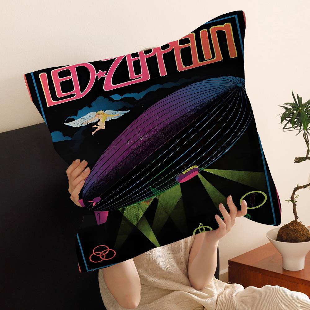 Band L-Led Z-Zeppelin Kissenbezüge Cartoon Sofa Dekoratives Zuhause Zweiseitiger Druck Kurzer Plüsch Niedlicher Kissenbezug