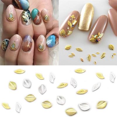 50 pezzi stile giapponese oro argento foglia rivetto decorazione nail art borchie in metallo gioielli per unghie accessori nail art