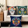 Mexico Easter Flower Skeleton Cushion Cover Case Antidustmite Pillowcase Invisible Zipper Silky Short Plush Sofa Cushion Cover