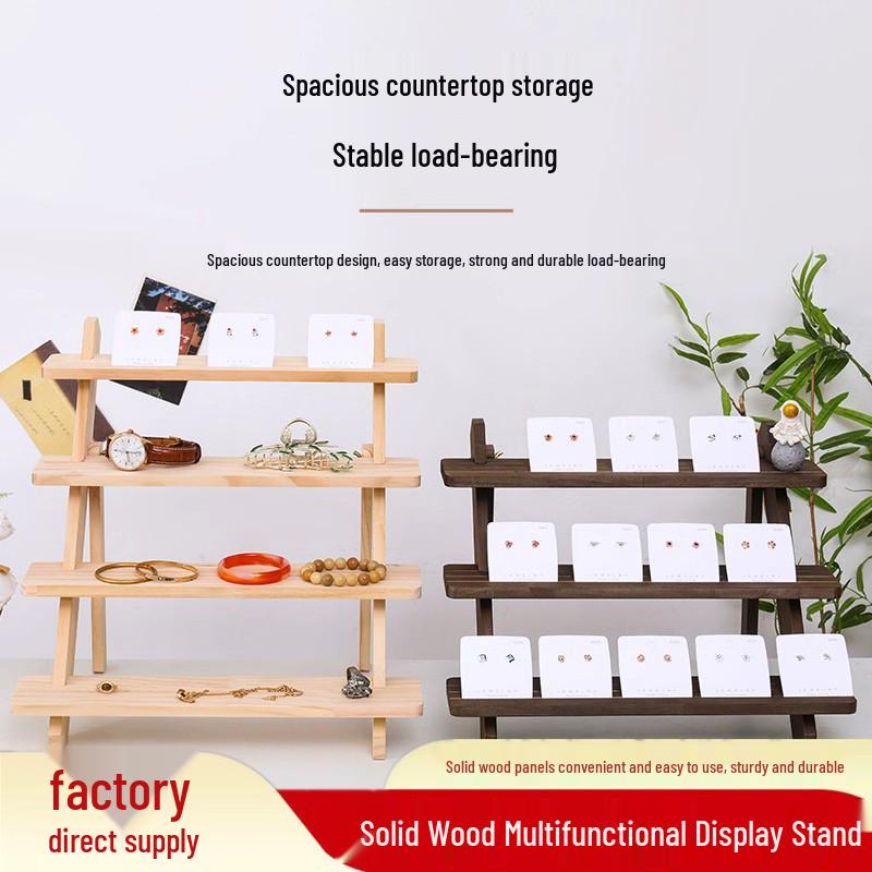 Multi-layer Solid Wood Jewelry Stand for Earrings, Rings & Accessories
