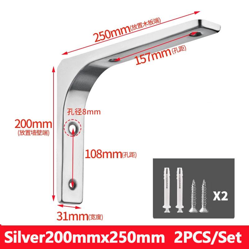 YM 2pcs Heavy Duty Stainless Steel L-Shaped Floating Shelf Brackets Wall Mount Black/White Corner Triangle 90 Degree Decorative