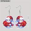 2pairs Red and Blue Christmas Snowman Acrylic Dangle Earrings, Perfect Gift for Women, Christmas Party Jewelry