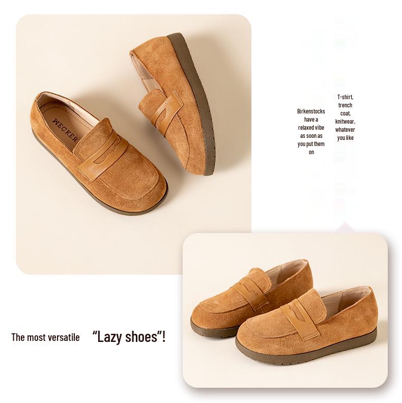 Cowhide 2025 Genuine Leather Women's Pointed Toe Flat Loafers - Autumn/Winter Slip-On Casual Shoes