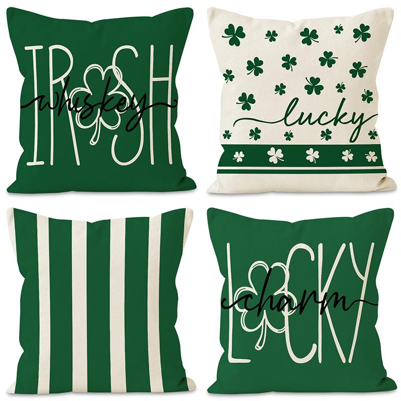 New Irish Pillowcase Printed Linen Sofa Pillow Home Decor Seat Cushion Festive Waist Pillow