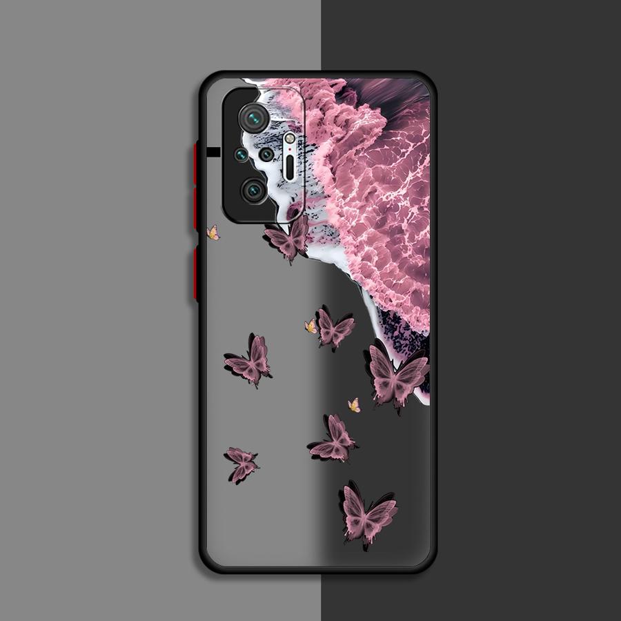 Funda Back Phone Cover Case for Xiaomi Redmi Note 14 A4 13 Pro Plus 9S 12 10 13C 14C 11 Creative Pink Sea Butterfly
