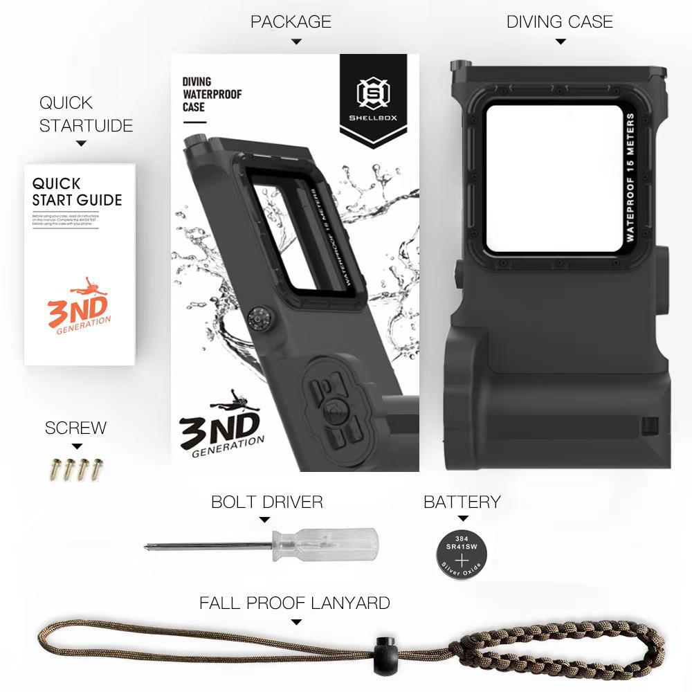 Red Pepper Black Tech 15m Waterproof Diving Case for Apple, Samsung, Huawei, and Xiaomi Phones