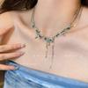 Fashion Shiny Star Necklace for Women Y2K Crystal Zircon Cross Pendant Necklaces Girls Antique Silver Color Clavicle Chain
