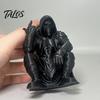 Crouching Devil God Figure Hooded Figurine, Decorative Ornament with Skull Mask & Muscle Lines, Hip Rock Metal Sculpture Hop Gothic Rocker Statue for