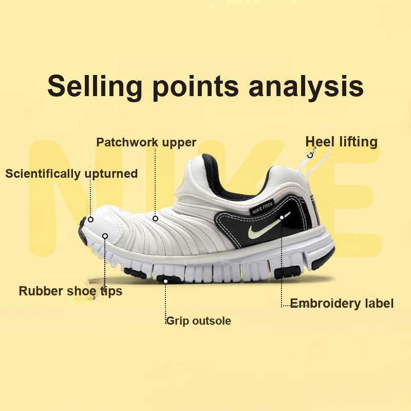 Nike Dynamo Free PS White Black Kids Sneakers 343738104