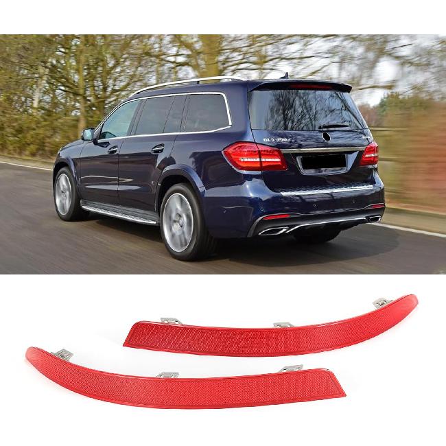 Rear Bumper Reflector 1668200374 + 1668200474 Left Right Compatible with Mercedes Benz GL350 GL450 GL550 2013-2016