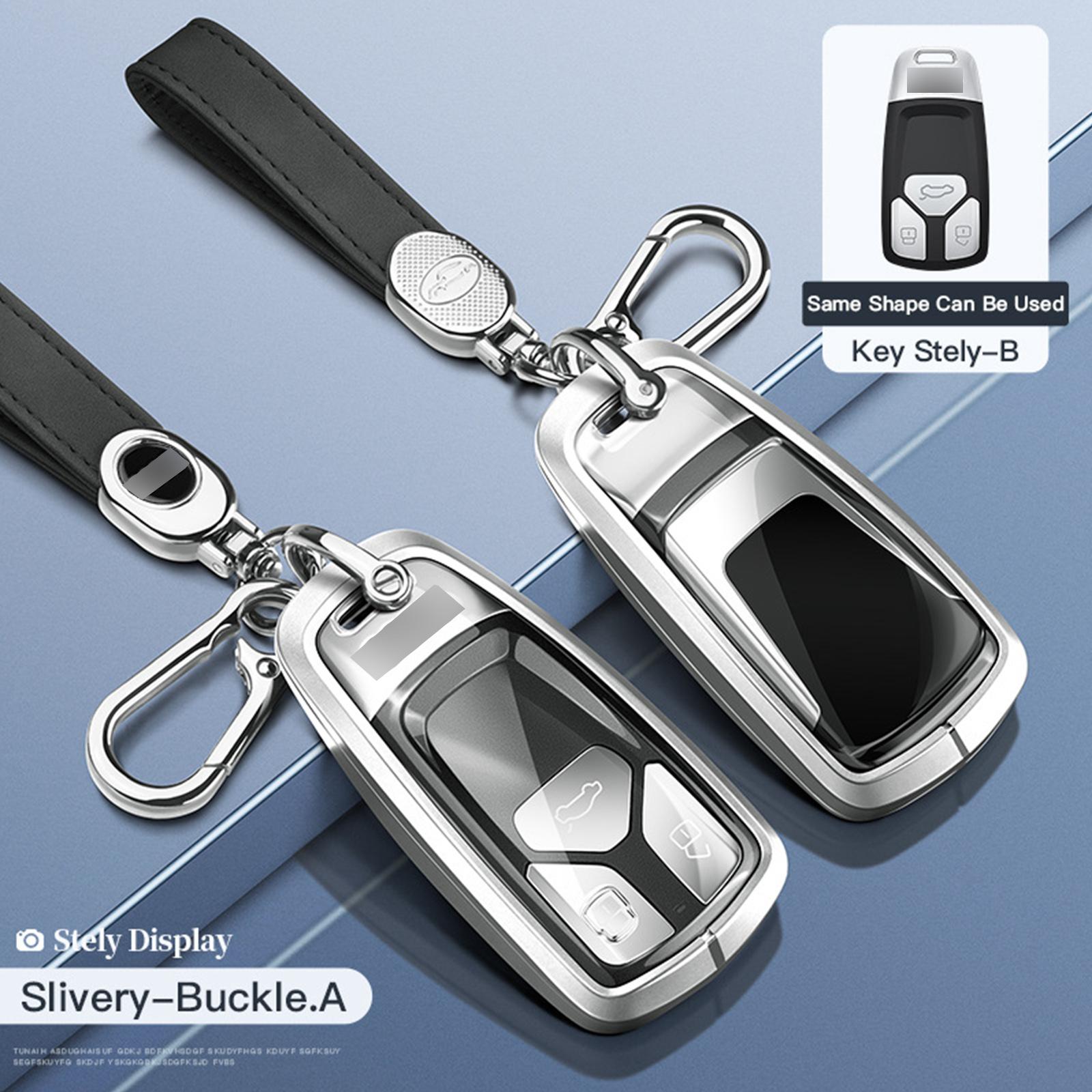 Aluminum Alloy TPU Silvery Car Key Case Cover With Buckle For a6l a4l a3