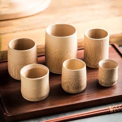 Bambusový hrnek Domácí Japonský styl Přírodní Vyřezávané Sklenice na vodu Čaj Pivo Káva Džus Pítko Ručně vyráběný Dřevěný hrnek