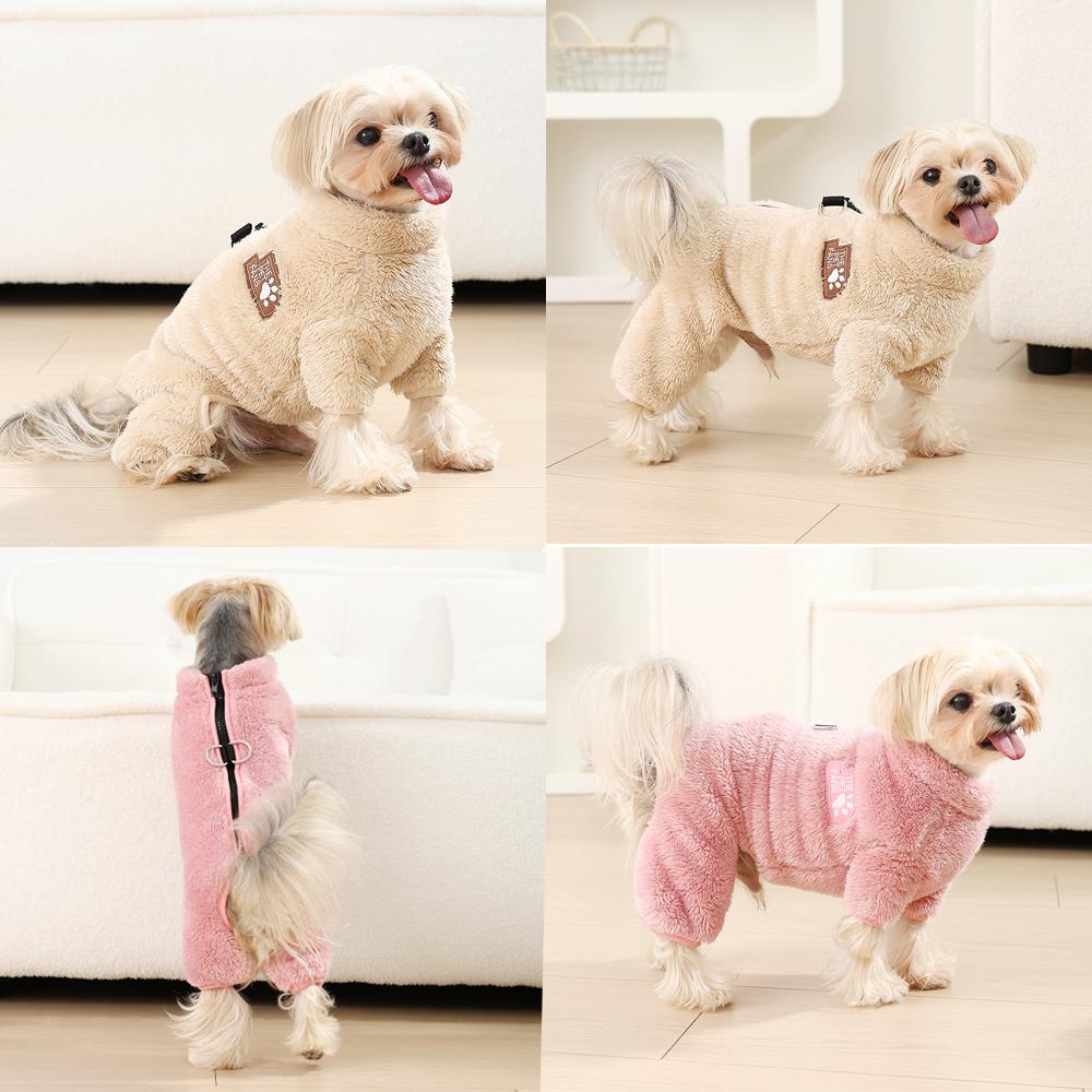 Winter Dog Clothes For Small Medium Dogs Warm Fleece Pet Jumpsuit Pajamas Yorkie Pug Nightshirt Onesie Boy Girls Puppy Overalls