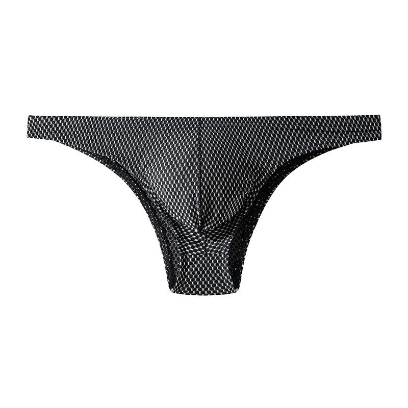 Herren Bikini-Slip mit niedrigem Bund aus Eis seide - Bequem, Atmungsaktiv, Schmaler Rand, Halbe Bedeckung M schwarz