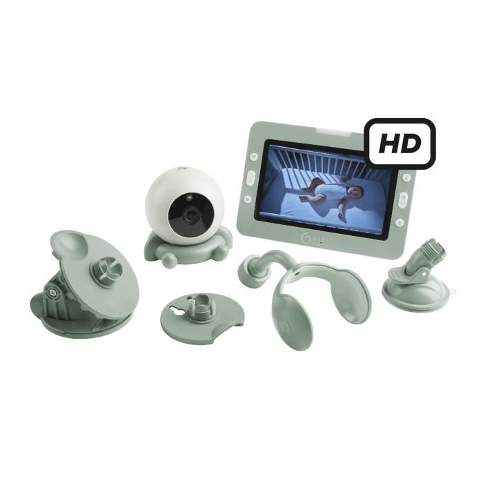 Babyphone con telecamera yoo go+ - schermo HD 5  720p - batteria ricaricabile - autonomia 8h - 4 accessori inclusi - babymoov grigio