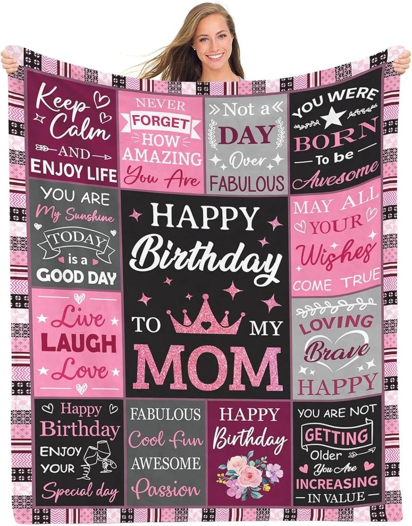 Gifts from Daughter Son for Mother's Day Birthday Mom Gifts Anniversary Unique Gifts for Mom Super Soft Flannel Throw Blankets